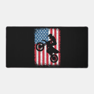 Dirt Bike American Flag Motocross Biker Men Boys V Desk Mat