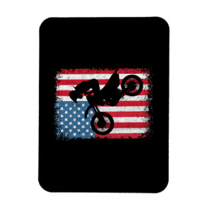 Dirt Bike American Flag Motocross Biker Men Boys V Magnet