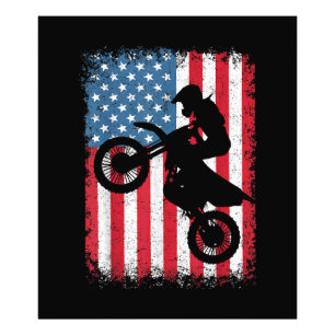 Dirt Bike American Flag Motocross Biker Men Boys V Photo Print