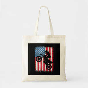Dirt Bike American Flag Motocross Biker Men Boys V Tote Bag