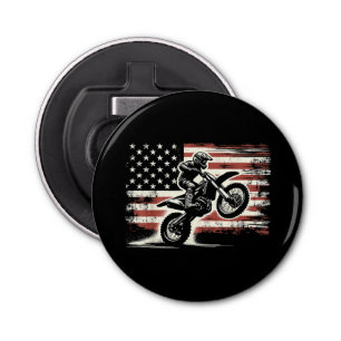 Dirt Bike American Flag Motocross Biker Vintage US Bottle Opener
