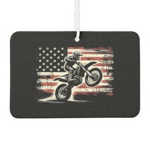 Dirt Bike American Flag Motocross Biker Vintage US Car Air Freshener