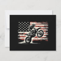 Dirt Bike American Flag Motocross Biker Vintage US