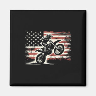 Dirt Bike American Flag Motocross Biker Vintage Us Magnet