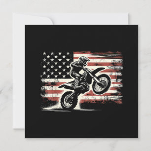 Dirt Bike American Flag Motocross Biker Vintage US Save The Date