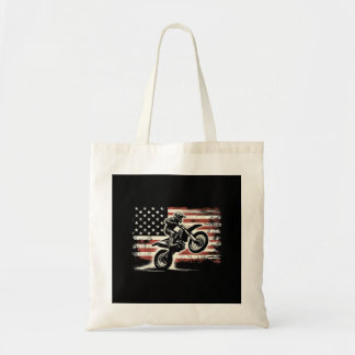 Dirt Bike American Flag Motocross Biker Vintage US Tote Bag