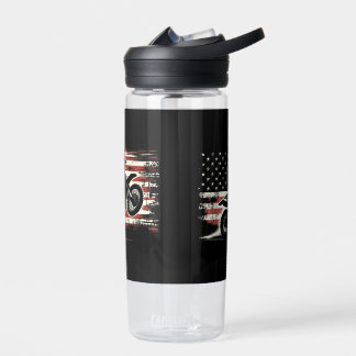 Dirt Bike American Flag Motocross Biker Vintage US Water Bottle