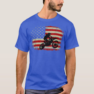 Dirt Bike American Flag Motorcycle Biker 4th of Ju T-Shirt