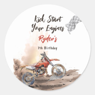 Dirt Bike Any Age Birthday Classic Round Sticker