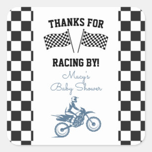 Dirt Bike Baby Shower Favour Square Sticker