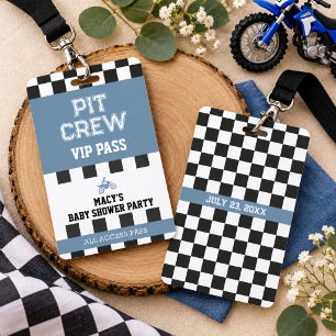 Dirt Bike Baby Shower Party Pit Crew VIP Pass ID Badge
