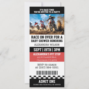 Dirt Bike Baby Shower Ticket Party Invitation