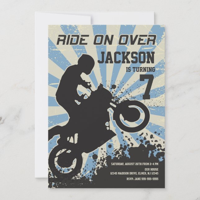 Dirt Bike Birthday Invitation / Motocross / Sport (Front)