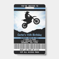 Dirt Bike Birthday Invitation VIP Pass