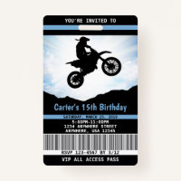 Dirt Bike Birthday Invitation VIP Pass