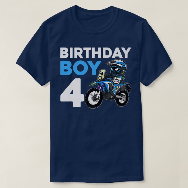 Dirt Bike Birthday Party Motocross 4th Gift 4 Year T-Shirt (Design Front)