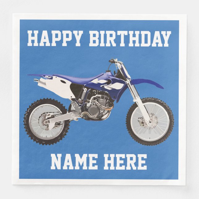 Dirt Bike Blue Birthday Sport Napkins (Front)