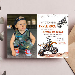 Dirt Bike Boy 3rd Birthday Party Photo Invitation