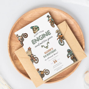 Dirt bike boy 5th birthday invitation