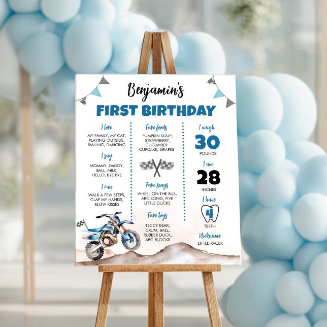 Dirt Bike Boy Birthday Party Milestone Sign (Creator Uploaded)