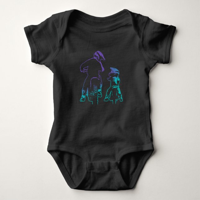 Dirt Bike Dad and Son Motocross Biking Baby Bodysuit (Front)