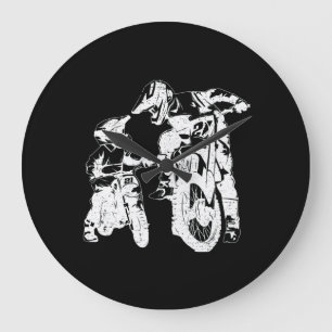 Dirt Bike Dad Motocross Motorcycle Biker Father Large Clock