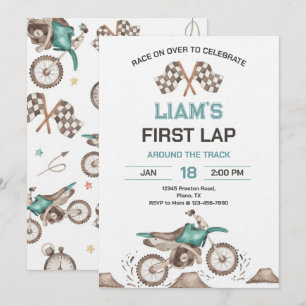 Dirt Bike First Lap Birthday Party Invitation