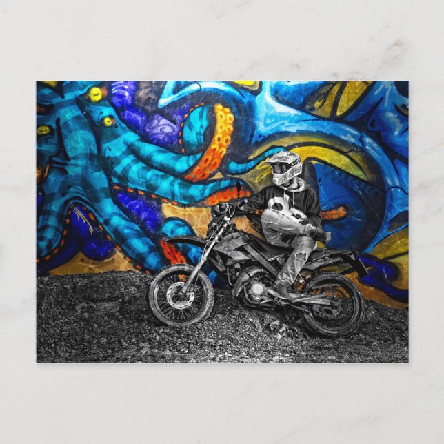 Dirt Bike Graffiti Urban Street Art Postcard (Front)