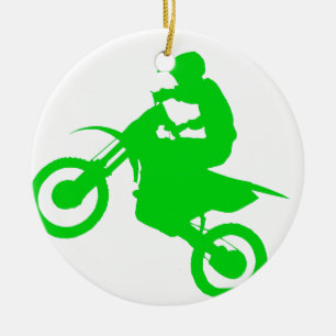 DIRT BIKE (green) Ceramic Ornament