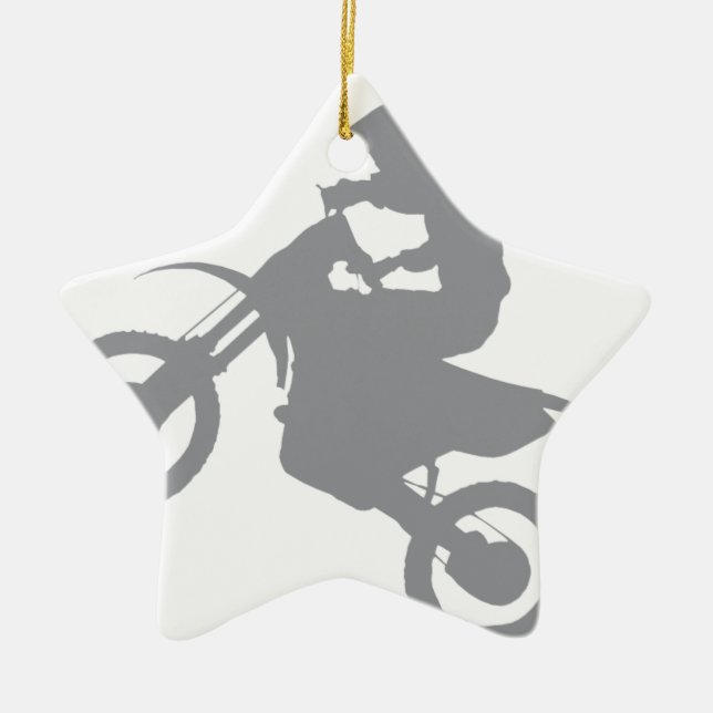 DIRT BIKE (grey) Ceramic Ornament (Front)