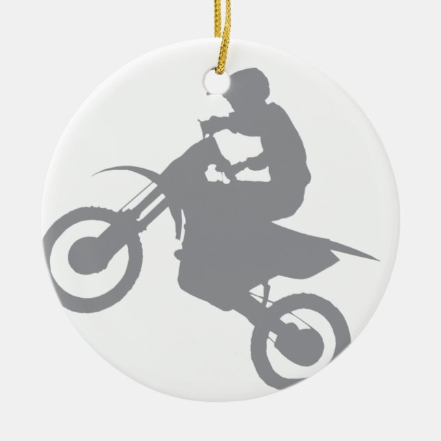 DIRT BIKE (grey) Ceramic Tree Decoration (Front)