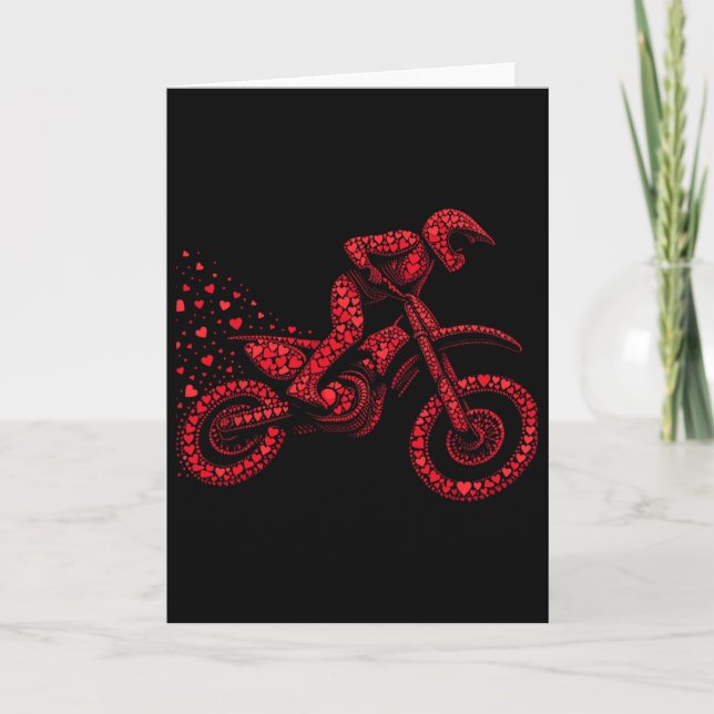 Dirt Bike Heart Biker Boys Womens Mens Valentine D Card (Front)