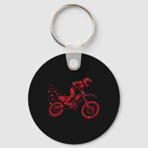 Dirt Bike Heart Biker Boys Womens Mens Valentine D Key Ring