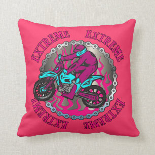 Dirt Bike Jumper Pink Girls Decorative Pillow