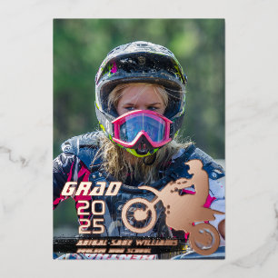 Dirt Bike Motocross 2 Photo Graduation Rose Gold