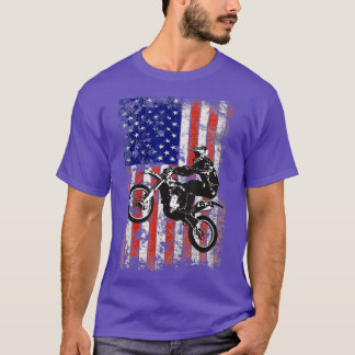 Dirt Bike Motocross Biker American Flag USA 4th T-Shirt