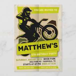 Dirt Bike Motocross Birthday Party Invitation