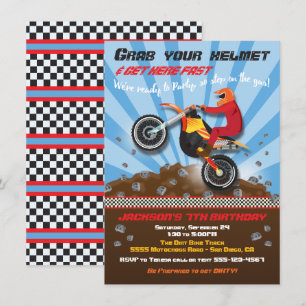 Dirt Bike Motocross Birthday Party Invitation