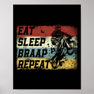 Dirt Bike Motocross Eat Sleep Braap Repeat Vintage Poster