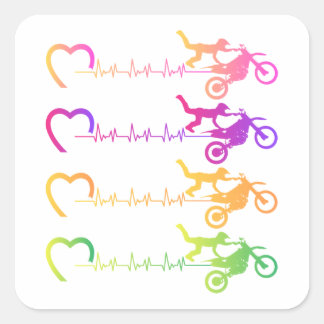 Dirt Bike Motocross Heartbeat Baby Bodysuit Square Sticker