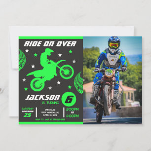 Dirt Bike Motocross Motorbike Boy Photo Birthday  Invitation