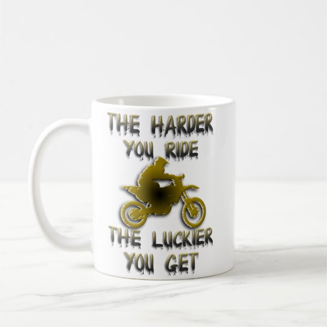 Dirt Bike Motocross Mug Harder Luckier (Left)