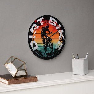 Dirt bike motocross rider large clock