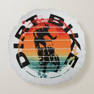Dirt bike motocross rider round cushion