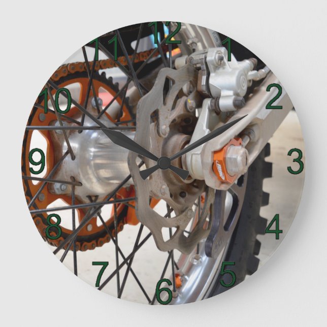 Dirt Bike Motorbike Wheel Cogs, Lge Wallclock (Front)