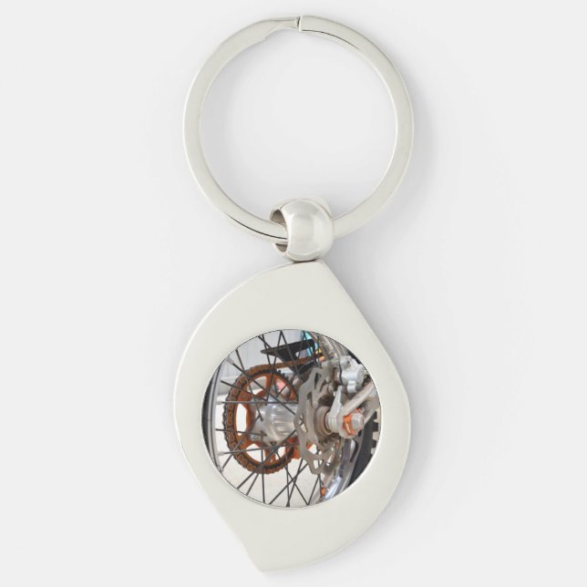 Dirt Bike Motorbike Wheel Cogs, Metal Keyring (Front)
