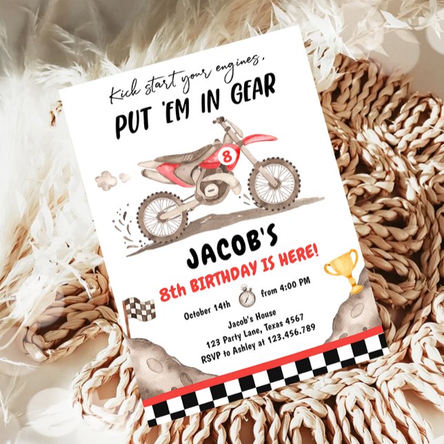 Dirt Bike Motorcross Racing Biking Boy Birthday Invitation (Creator Uploaded)