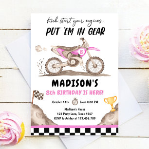 Dirt Bike Motorcross Racing Biking Girl Birthday Invitation
