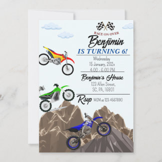 Dirt Bike/ Motorcycle Birthday Party Invitation