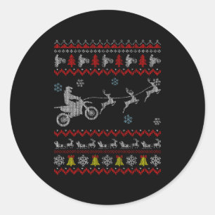 Dirt Bike Motorcycle Pajama Ugly Christmas Biker Classic Round Sticker